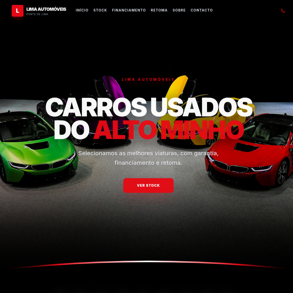 Demo de website 2026 Pro para stand automóvel no Alto Minho - Lima Automóveis